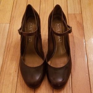 Kate Kuba London Burgundy Leather Heels Mary Janes